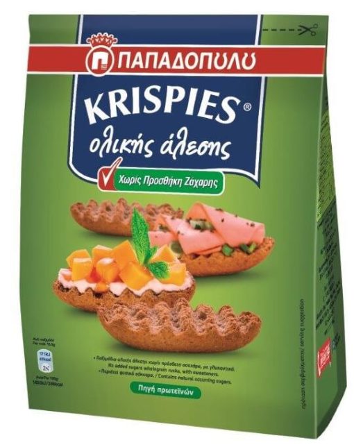 Krispies Ολικής Άλεσης Χωρίς Πρόσθετα Σάκχαρα Παπαδοπούλου (200 g)