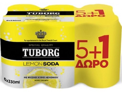 Lemon Soda Κουτί Tuborg (6x330 ml) 5+1 Δώρο