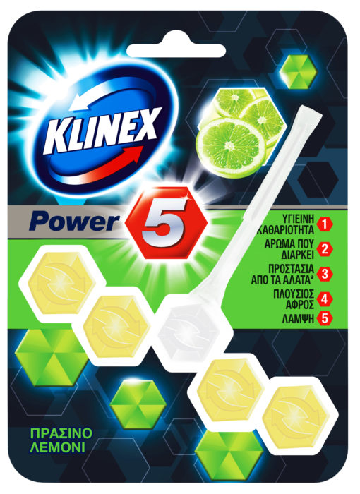 Wc Βlock Power 5 Πράσινο Λεμόνι Klinex (3x55 g) τα 3 τεμ -40%