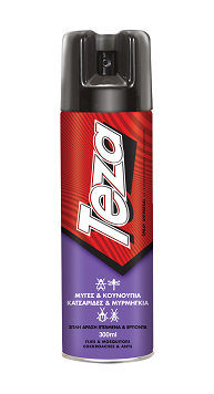 Εντομοκτόνο Spray Universal Για Ιπτάμενα Και Έρποντα Έντομα 2 Σε 1 Teza (300ml)