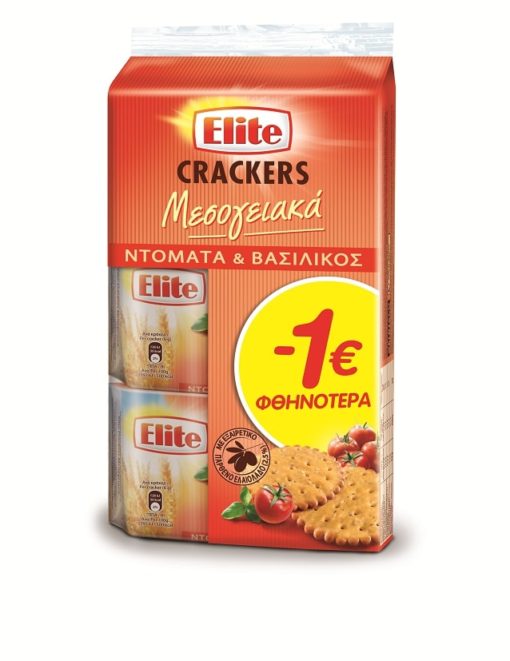 Μεσογειακά Crackers με Ντομάτα και Βασιλικό Elite (3 x105g) - 1 €