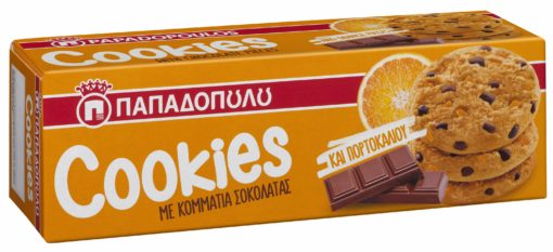 Μπισκότα Cookies με Κομμάτια Πορτοκαλιού & Σοκολάτας Παπαδοπούλου (180 g)
