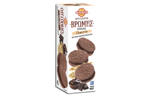 Μπισκότα Βρώμης Κακάο Γεμιστά με Κρέμα Μαύρης Σοκολάτας Βιολάντα (180g)