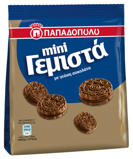 Μπισκότα Μini Γεμιστά με Γεύση Σοκολάτα Παπαδοπούλου (90 g)