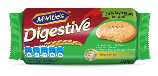 Μπισκότα με Λιγότερα Λιπαρά Digestive McVitie's (250g)