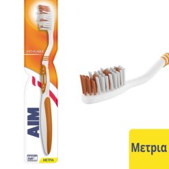 Οδοντόβουρτσα Αnti Plaque Μέτρια Aim (2τεμ) 1+1 Δώρο