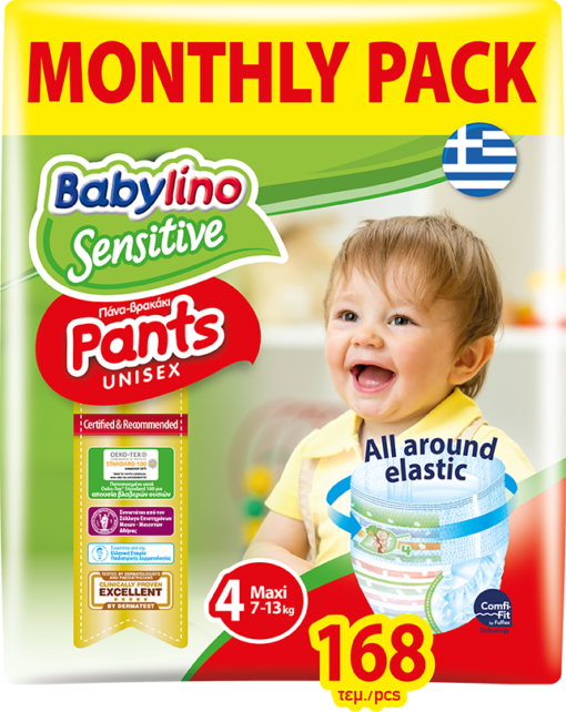 Πάνες Βρακάκι Babylino Pants Montly Pack Unisex Maxi No.4 (7-13kg) (168 τεμ)