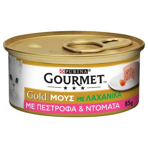 Τροφή Μους για Γάτες με Πέστροφα και ντομάτα Gourmet Gold (85g)