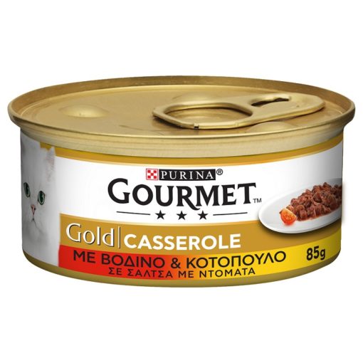 Τροφή για γάτες Βοδινό & Κοτόπουλο Casserole σε σάλτσα Gourmet Gold (85g)