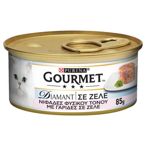Τροφή για γάτες Φιλετάκια Τόνος & γαρίδες σε ζελέ Gourmet Diamant (85g)