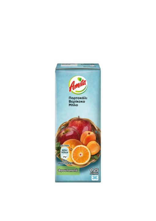 Φρουτοποτό Πορτοκάλι-Μήλο-Βερίκοκο Amita (250 ml)