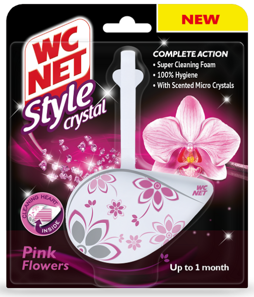 Rim Block Style Crystal Pink Flowers WC Net (36