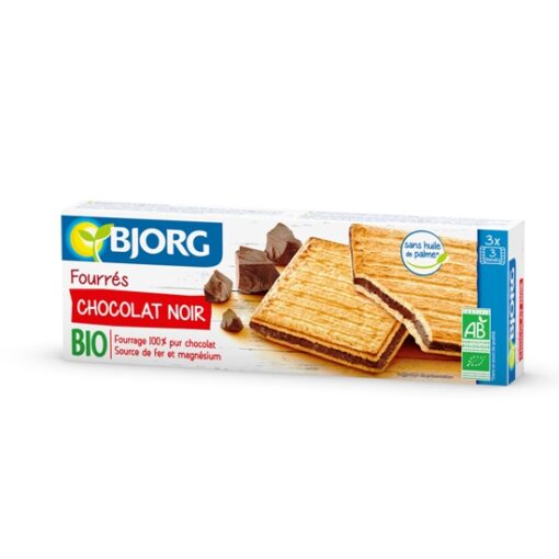 Βιολογικά Μπισκότα Ολικής γεμιστά με Μαύρη Σοκολάτα Bjorg (150g)