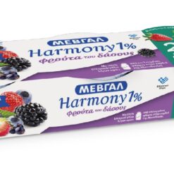Επιδόρπιο Γιαουρτιού Harmony 1% λιπαρά Φρούτα του δάσους 2+1 δώρο Μεβγάλ (3x200 g)