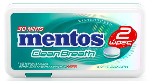 Καραμέλες Wintergreen Clean Breath Mentos (21g)