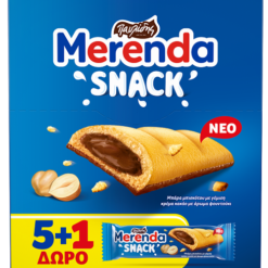 Μπάρα Μπισκότου με Γέμιση Κρέμα Κακάο με Άρωμα Φουντούκι Merenda Snack (6x26g) 5+1 Δώρο