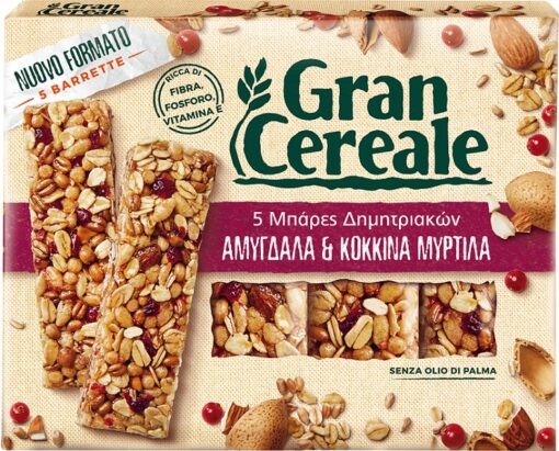Μπάρες Δημητριακών με Αμύγδαλα και Κόκκινα Μύρτιλα Gran Cereale (135 g)