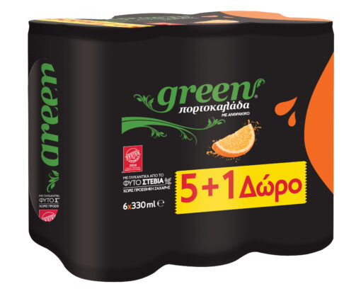Πορτοκαλάδα Κουτί Green (6x330 ml) 5+1 Δώρο