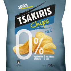 Τσιπς με 0% Πρόσθετο Αλάτι Tsakiris (130g)