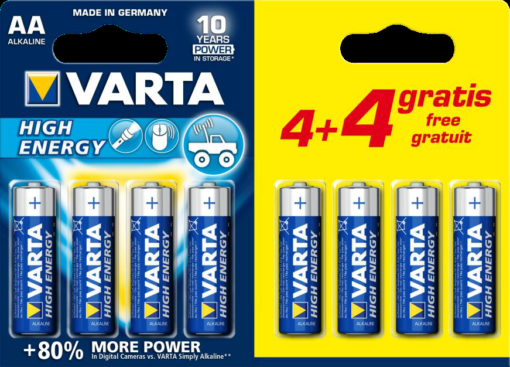 Μπαταρίες Αλκαλικές High Energy AA 4+4 Varta (8τεμ)