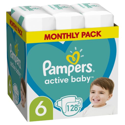 Πάνες Μέγεθος 6 (13-18kg) Pampers Active Baby (128τεμ)