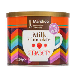 Ρόφημα Σοκολάτας Γάλακτος με γεύση φράουλα 0% Ζάχαρη Marchoc (230 g)