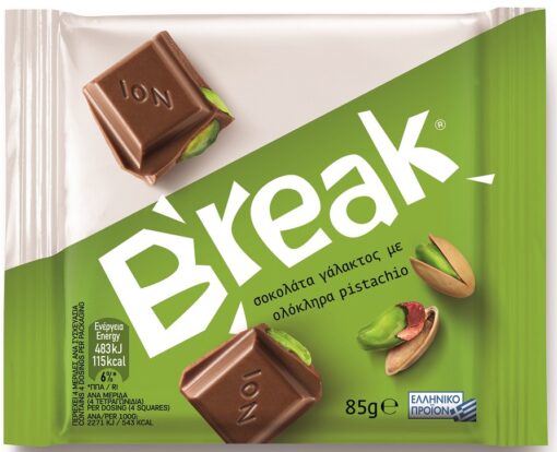 Σοκολάτα Γάλακτος με Φυστίκια Break ΙΟΝ (85g)