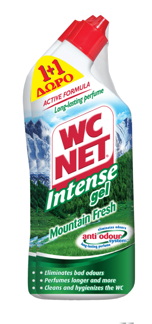 Υγρό Καθαριστικό Λεκάνης Intense Mountain Fresh 1+1 Δώρο WC Net (2Χ750 ml)