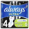 Σερβιέτες με Φτερά Ultra Secure Night (Μέγεθος 4) Always (6τεμ)