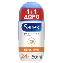 Aποσμητικό Roll On Dermo Sensitive Sanex (2X50ml) 1+1 Δώρο