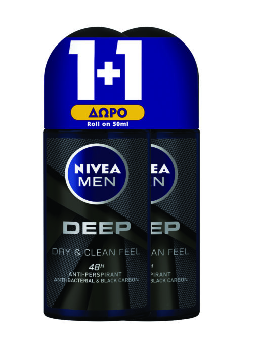 Αποσμητικό Roll on DEEP Nivea Men (50 ml) 1+1 Δώρο