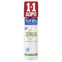 Αποσμητικό Spray Zero% Respect & Control Sanex (2x150ml) 1+1 Δώρο