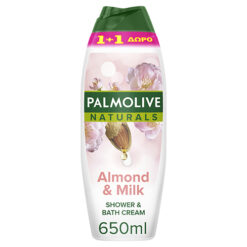 Αφρόλουτρο Naturals Γάλα & Αμύγδαλο Palmolive (2x650 ml) 1+1 Δώρο 