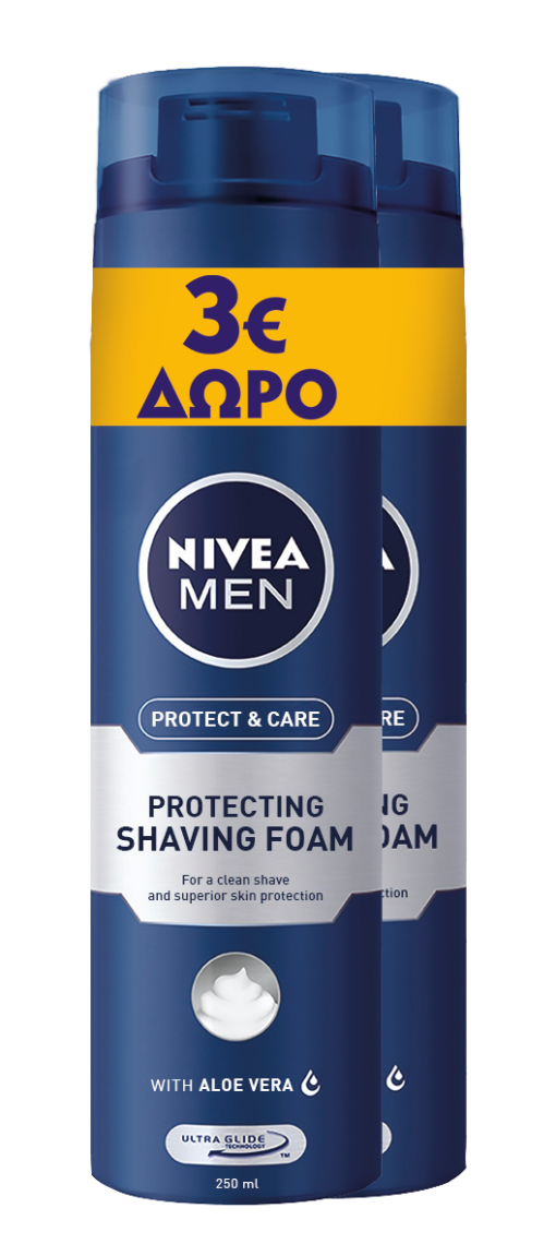 Αφρός Ξυρίσματος Protect & Care Nivea Men -3€ (2x250 ml) 