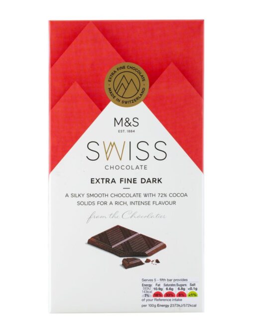 Εξαιρετικής Ποιότητας Μαύρη Ελβετική Σοκολάτα Marks & Spencer (125 g)