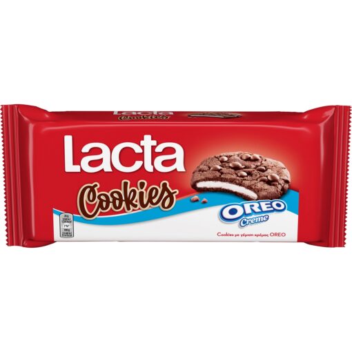 Μπισκότα Cookies με Γέμιση Κρέμας Oreo και Κομματάκια Σοκολάτας Γάλακτος Lacta (156g)