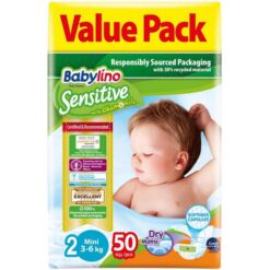 Πάνες Babylino Sensitive Value Pack No 2 (3-6 Kg) (50 τεμ)