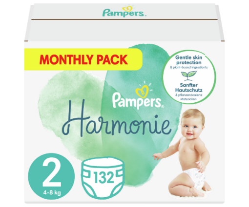Πάνες Harmonie Μέγεθος 2 (4kg-8kg) Monthly Pack Pampers (132τεμ)
