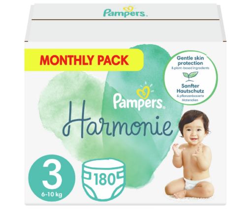 Πάνες Harmonie Μέγεθος 3 (6kg-10kg) Monthly Pack Pampers (180τεμ)