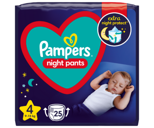 Πάνες-Βρακάκι Νο4 (9-15kg) Pampers Night Pants (2x25τεμ) 1+1 Δώρο