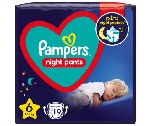 Πάνες-Βρακάκι Νο6 (15+kg) Pampers Night Pants (2x19τεμ) 1+1 Δώρο