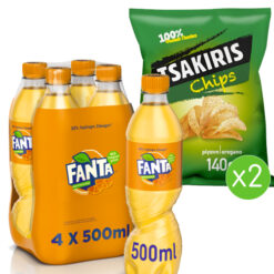 Πορτοκαλάδα Fanta (4x500 ml) & Τσιπς με Ρίγανη Tsakiris (2x140 g)