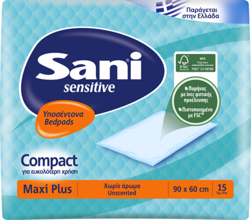 Υποσέντονα ακράτειας Sani Sensitive Maxi Plus (15 τεμ)