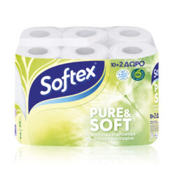 Χαρτί Υγείας 2φύλλο Pure & Soft Softex (10+2τεμ *62g)