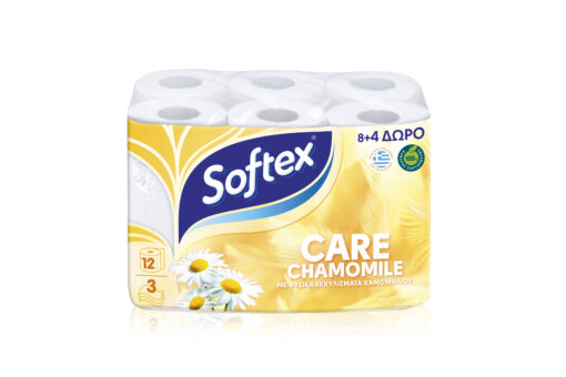Χαρτί Υγείας 3φύλλο Χαμομήλι Care Softex (8+4 ρολά *78g)
