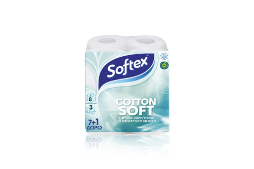 Χαρτί Υγείας σε Ρολό Softex Cotton Soft (7+1τεμ) Δώρο 1 Ρολό