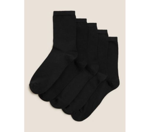 Αθλητικές Κάλτσες Μαύρες Freshfeet 5 Ζευγάρια με διαγώνιες ρίγες και υψηλή περιεκτικότητα σε βαμβάκι (Νο 39