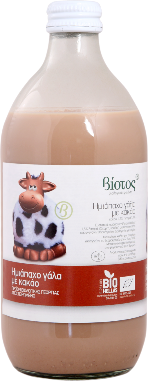 Βιολογικό ημιάπαχο γάλα με κακάο Βίοτος (500 ml)