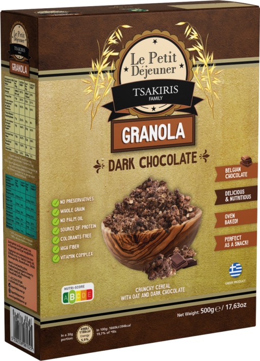 Δημητριακά Granola με Βρώμη και Μαύρη Σοκολάτα Le Petit Dejeuner Tsakiris Family (500g)