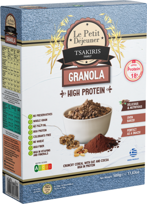 Δημητριακά Granola με Βρώμη και Σοκολάτα Πλούσια σε Πρωτεΐνη Le Petit Dejeuner Tsakiris Family (500g)